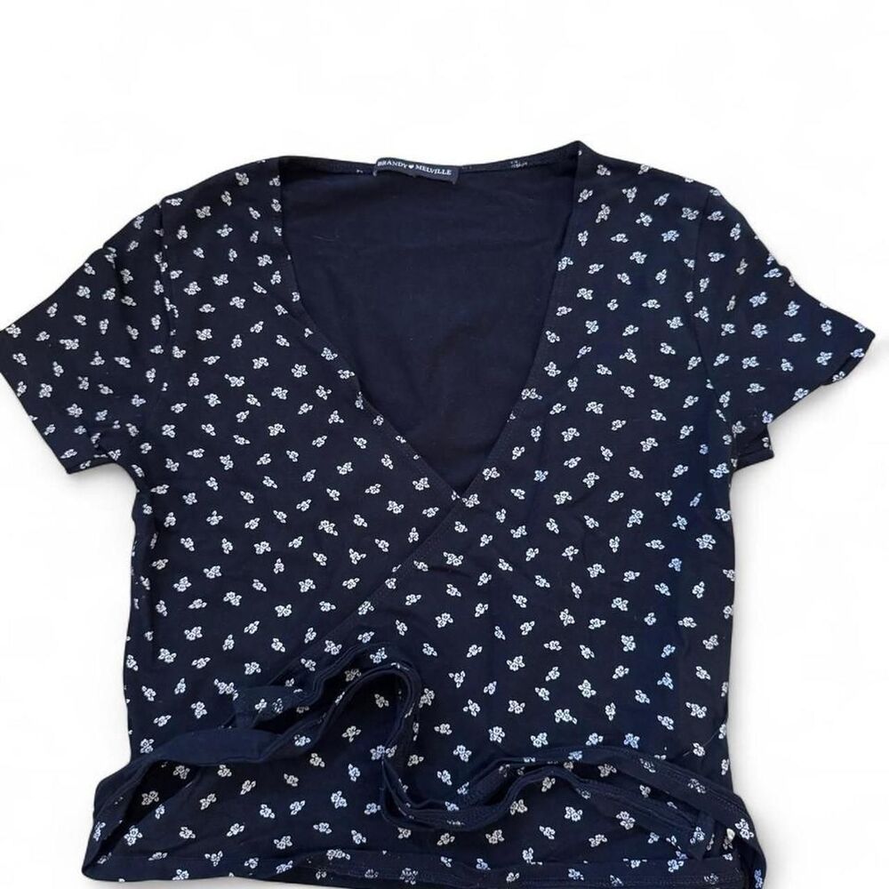 Brandy-melville Women's Black and Navy Blouse